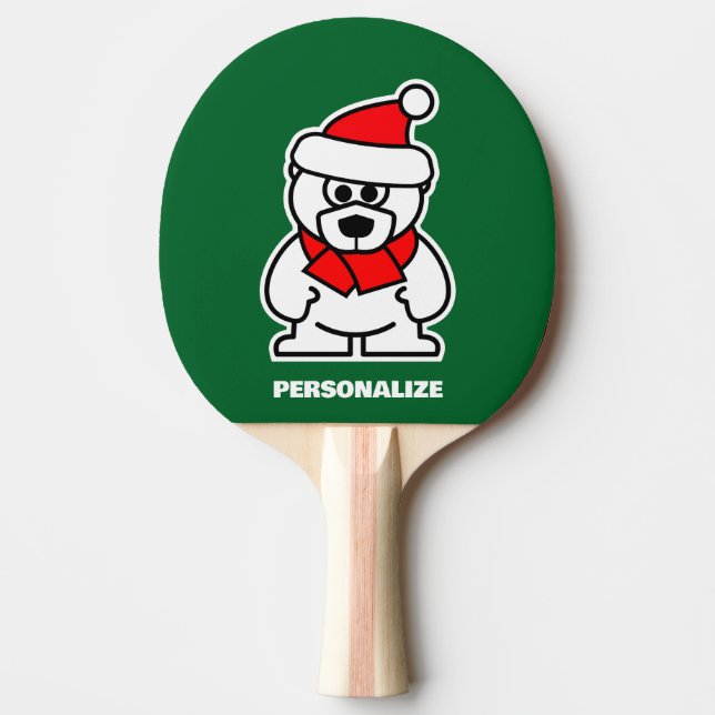 Raquete De Ping Pong Papais noeis bonitos cartoon de urso polar pingue- (Frente)