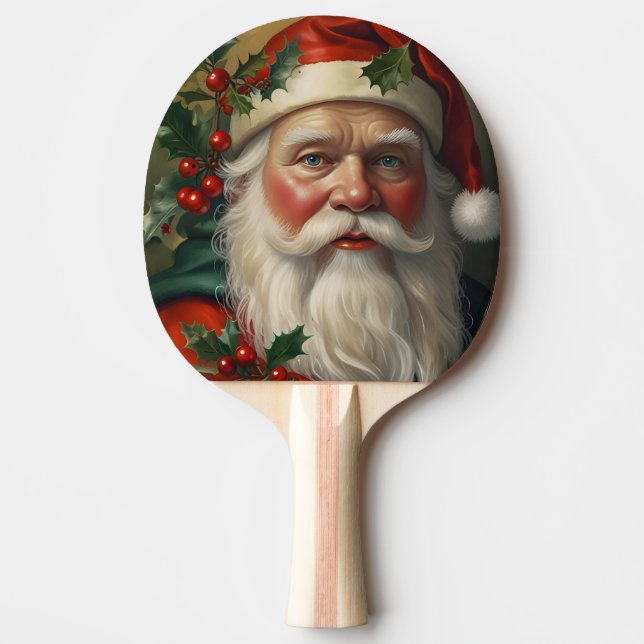 Raquete De Ping Pong Papais noeis com Mistletoe (Frente)