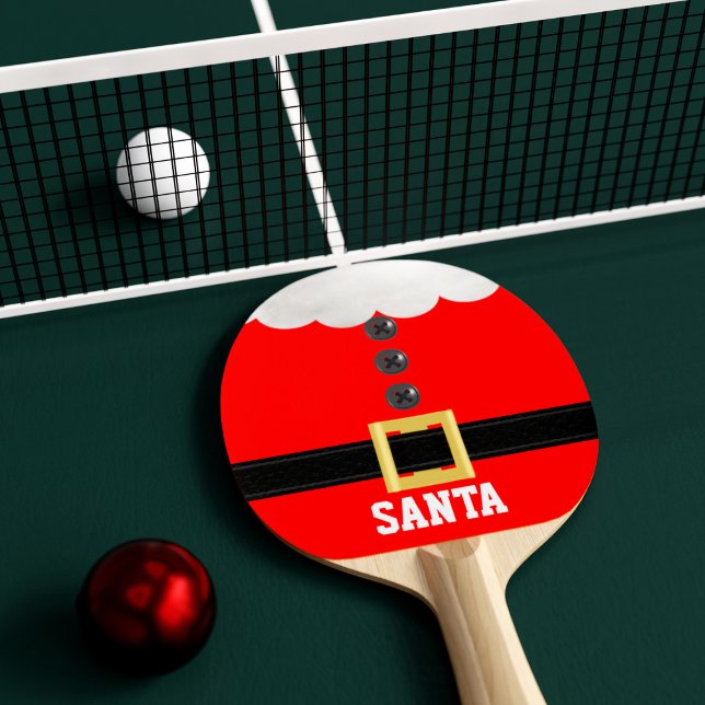 Raquete De Ping Pong Papais noeis de Natal bonitos Ensina Vermelho Fest (Fun and festive ping pong paddle suitable for Christmas games. Just add your name)