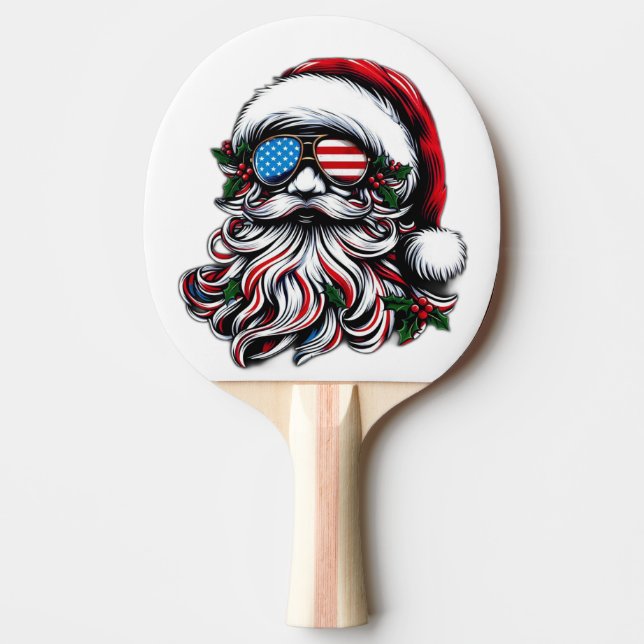 Raquete De Ping Pong Papais noeis de Natal patrióticos/americanos (Frente)