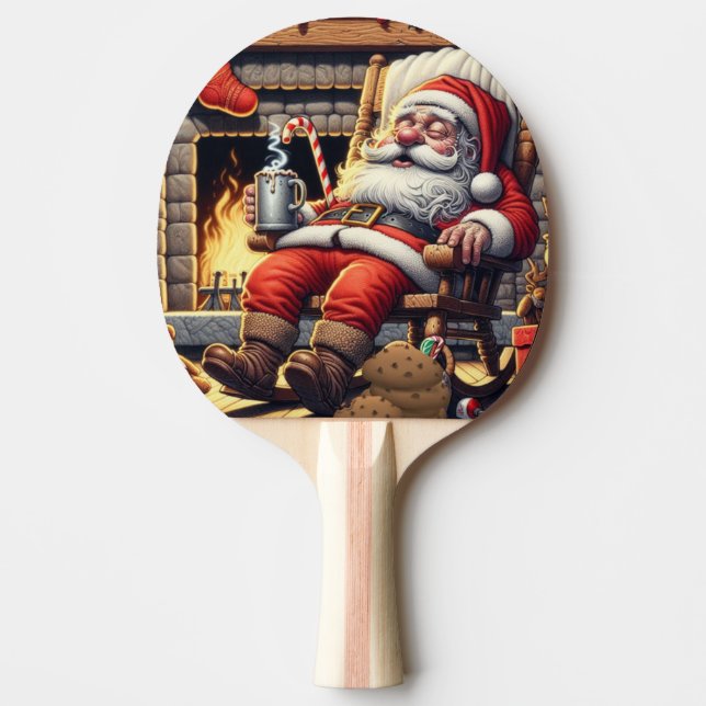 Raquete De Ping Pong Papais noeis dormindo no Natal (Frente)