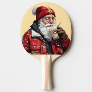 Raquete De Ping Pong Papais noeis legal Bebendo Café Físico Arte de Nat