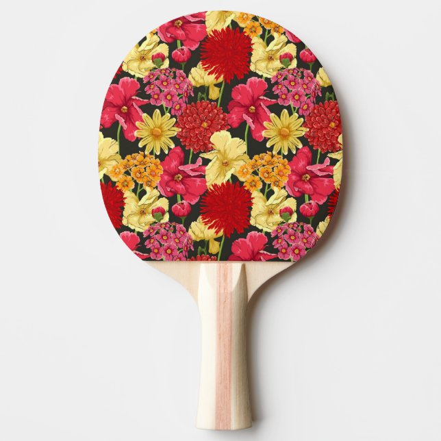 Raquete De Ping Pong Papel de parede floral no estilo da aguarela (Frente)