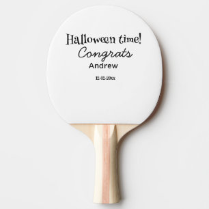 Raquete De Ping Pong Parabéns no Halloween adicione nome data ano forma