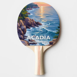 Raquete De Ping Pong Parque Nacional Acadia | Pintura de Viagem de Arte