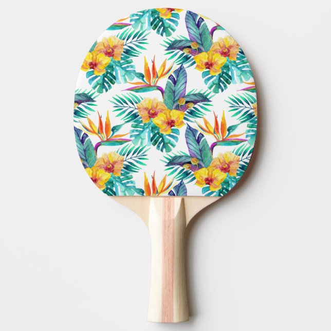 Raquete De Ping Pong Pássaro de paraíso & de teste padrão da orquídea (Frente)