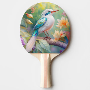 Raquete De Ping Pong Pássaro Fantasia Branca, Iridescente, Teal Wing