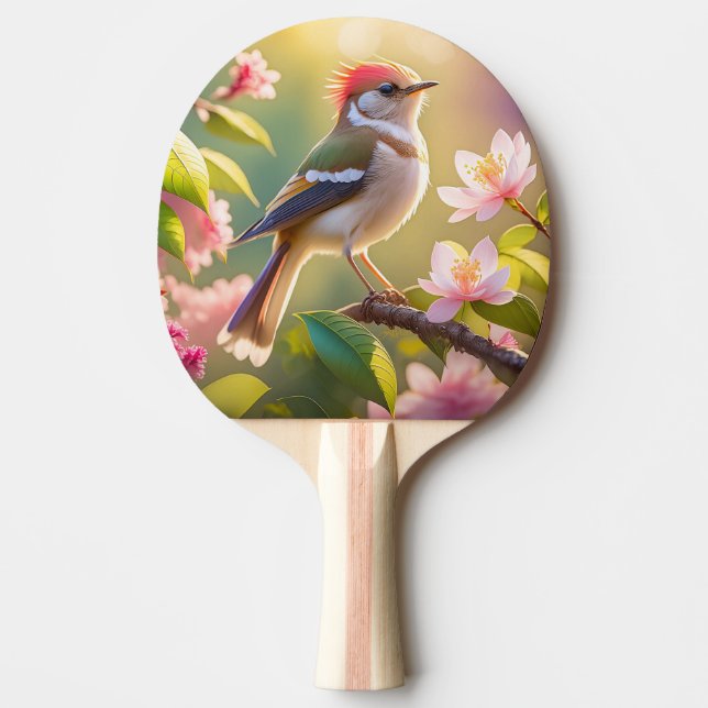 Raquete De Ping Pong Pássaro Fantasia do Warblay Chested Buff (Frente)