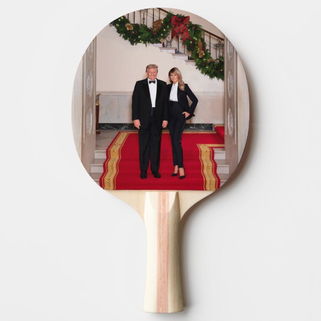 Raquete De Ping Pong Passos de Natal O Presidente Donald Trump & Melani (Frente)