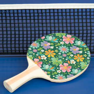 Raquete De Ping Pong Pastas De Flores Selvagens, Cor-De-Rosa, Laranja P