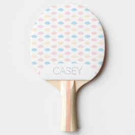 Raquete De Ping Pong Pastel Color Clouds Pink Blue Yellow Modern.