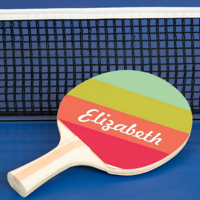 Raquete De Ping Pong Pastel Rainbow Nome Personalizado (Insitu)