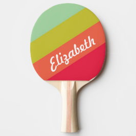Raquete De Ping Pong Pastel Rainbow Nome Personalizado