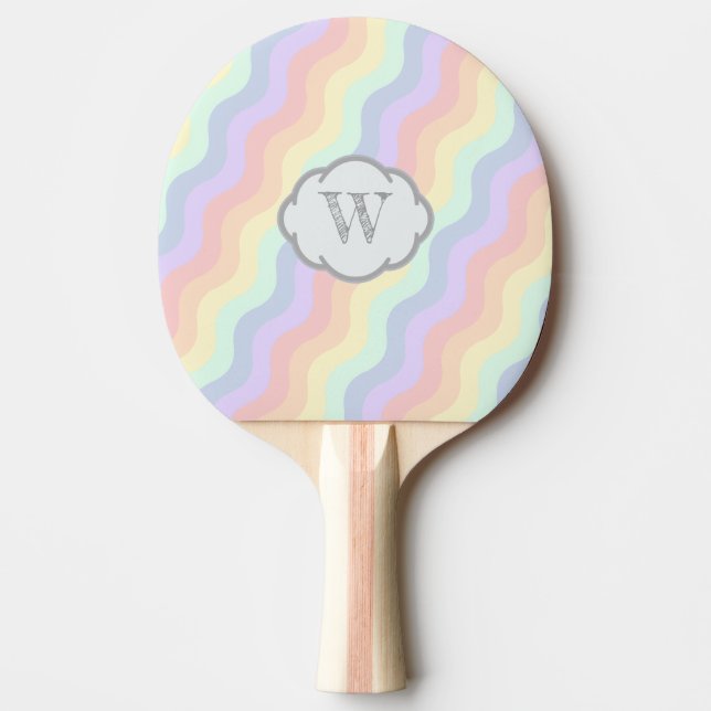Raquete De Ping Pong Pastel Rainbow Waves Ping Pong Paddle (Frente)