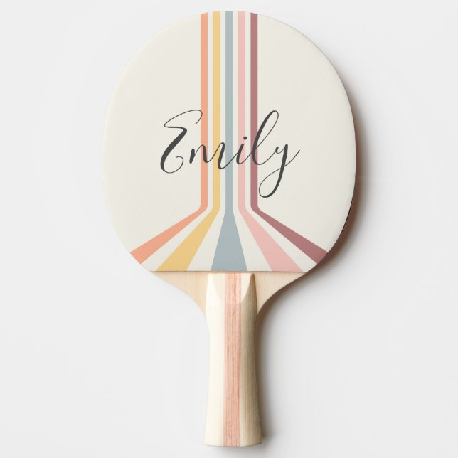 Raquete De Ping Pong Pastel retro estilo stripes design (Frente)