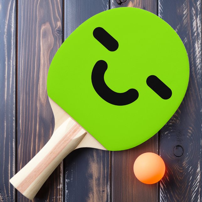 Raquete De Ping Pong Patilha de pino verde de Smiley face agradável (Criador carregado)