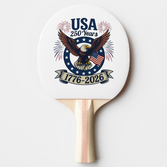 Raquete De Ping Pong Patriotic American Eagle 250 Years 1776-2026 (Frente)