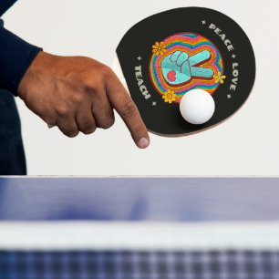 Raquete De Ping Pong Paz Amor Ensinar Vintage Retro 70s Hippie