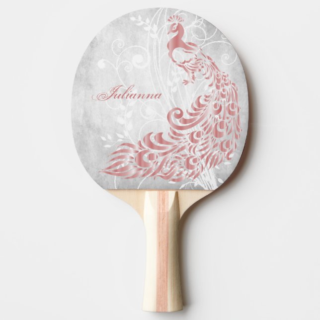 Raquete De Ping Pong Peacock Rosa Personalizado (Frente)