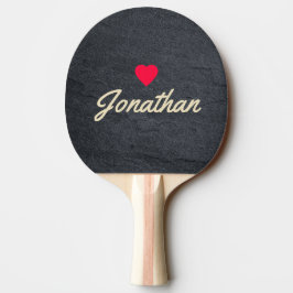 Raquete De Ping Pong Pedra de Granito Escuro Assinatura de Coração Vint