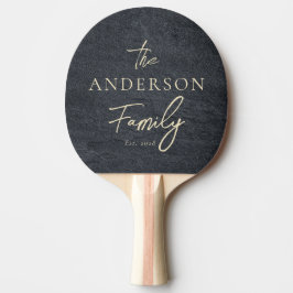 Raquete De Ping Pong Pedra de Granito Escuro com Nome de Família Escrit