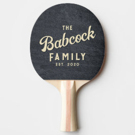 Raquete De Ping Pong Pedra de Granito Escuro Nome da Família e Ano Retr