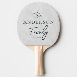 Raquete De Ping Pong Pedra de Mármore Branco com Sobrenome da Família E