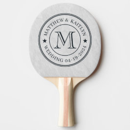 Raquete De Ping Pong Pedra de Mármore Branco Estrela de Monograma de Ca
