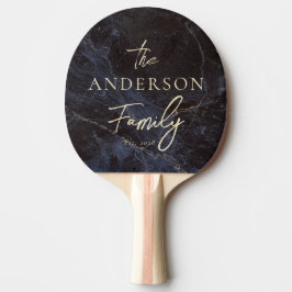 Raquete De Ping Pong Pedra Escura Modesta com Nome de Família Escrito à
