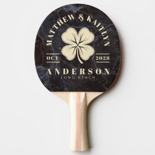 Raquete De Ping Pong Pedra Escura Modesta Crista de Casamento do Trevo