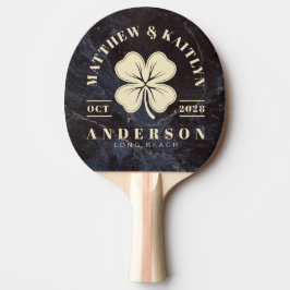 Raquete De Ping Pong Pedra Escura Modesta Crista de Casamento do Trevo