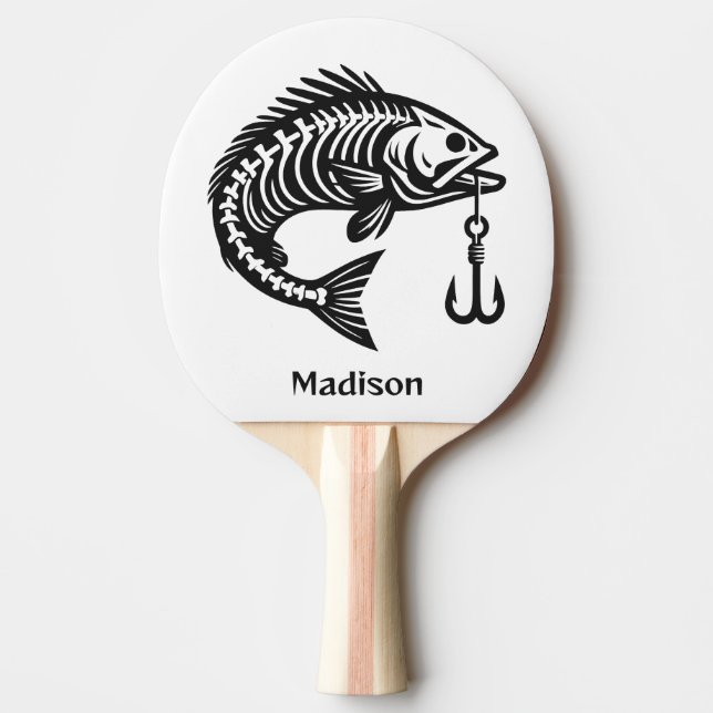 Raquete De Ping Pong Peixe de Nome Personalizado (Frente)