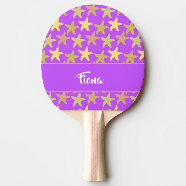 Raquete De Ping Pong Peixe-estrela colorido em roxo (Frente)