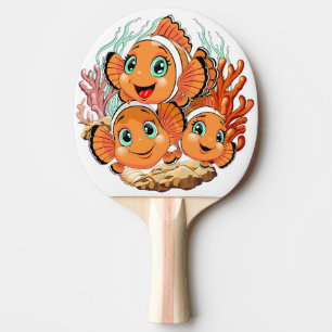 Raquete De Ping Pong Peixe palhaço Desenho animado Fofo Família Subaquá
