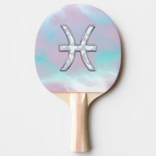 Raquete De Ping Pong Peixes Símbolo Zodíaco Mãe de Pérola