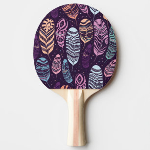Raquete De Ping Pong Penas étnicas: padrão preto e branco
