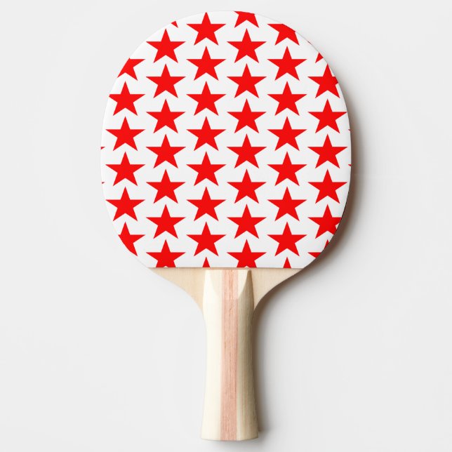 Raquete De Ping Pong Pequeno Padrão de Estrelas Vermelhas (Frente)