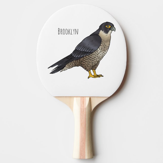 Raquete De Ping Pong Peregrine falcon bird cartoon illustration (Frente)