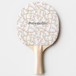 Raquete De Ping Pong Pérolas Rosas Corrente de Ouro