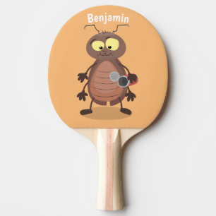 Raquete De Ping Pong Personagem de desenho animado de barata engraçada