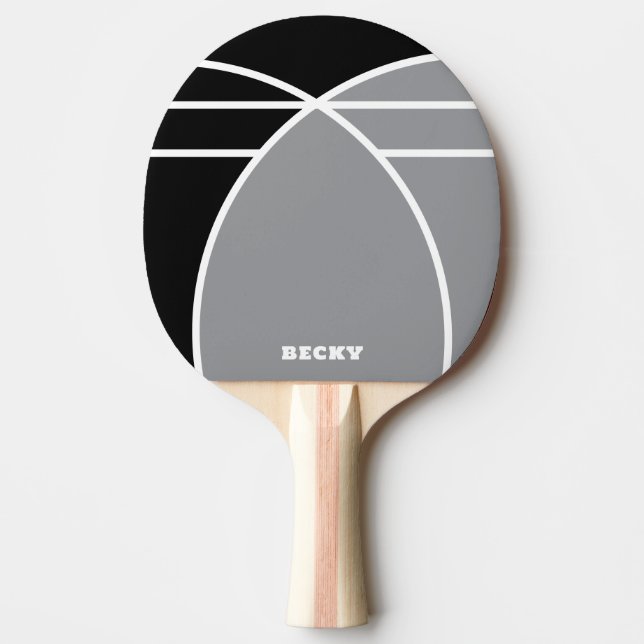 Raquete de Ping Pong Personalizada Cinza com Nome (Frente)