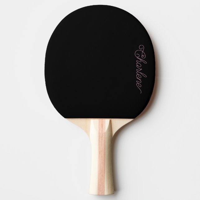 Raquete de Ping Pong Personalizada Preta e Rosa (Frente)