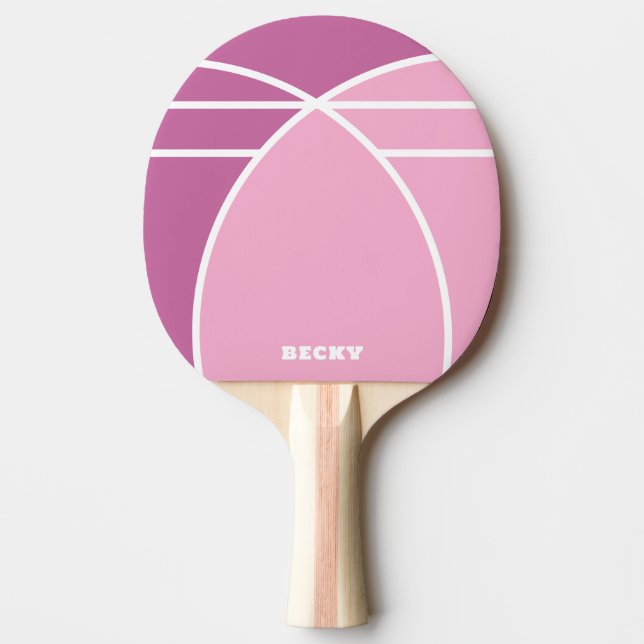 Raquete de Ping Pong Personalizada Rosa com Nome (Frente)