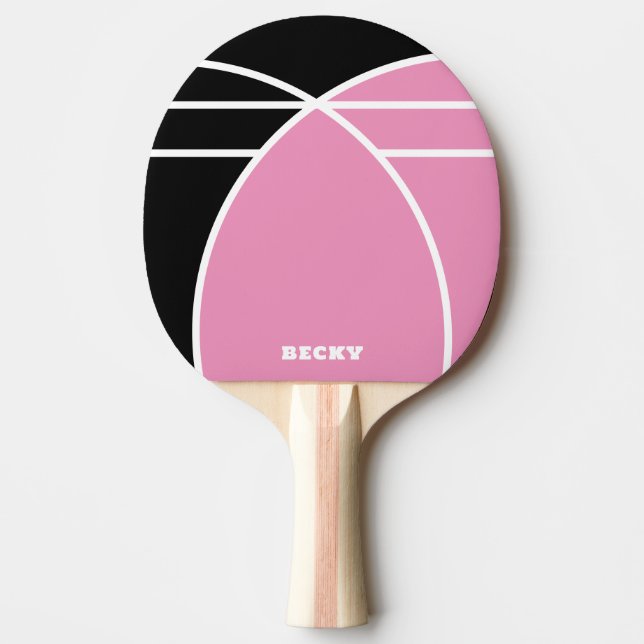 Raquete de Ping Pong Personalizada Rosa e Preta (Frente)