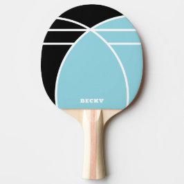 Raquete De Ping Pong Personalizado Preto e Azul Pastel