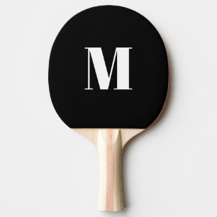 Raquete De Ping Pong Personalizar o monograma branco preto inicial