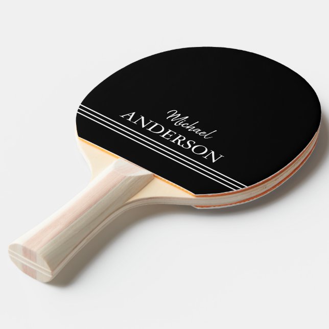 Raquete De Ping Pong Personalized Custom monogram on black (Frente inclinada)