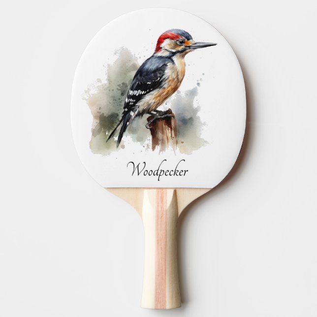 Raquete De Ping Pong Pica-pau Woodland Aquarela, personalizado (Frente)