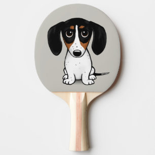 Raquete De Ping Pong Piebald Dachshund Cachorro de Cartoon