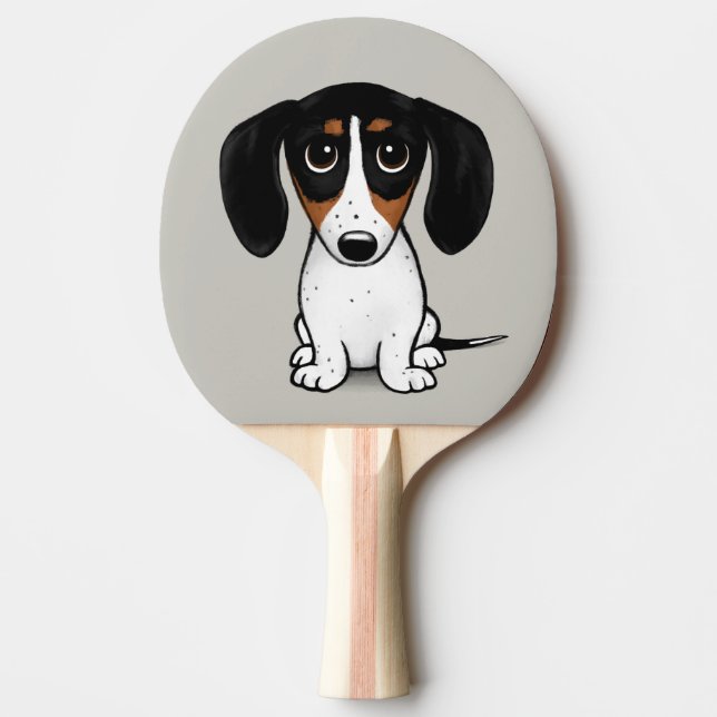 Raquete De Ping Pong Piebald Dachshund | Cachorro de Cartoon (Frente)